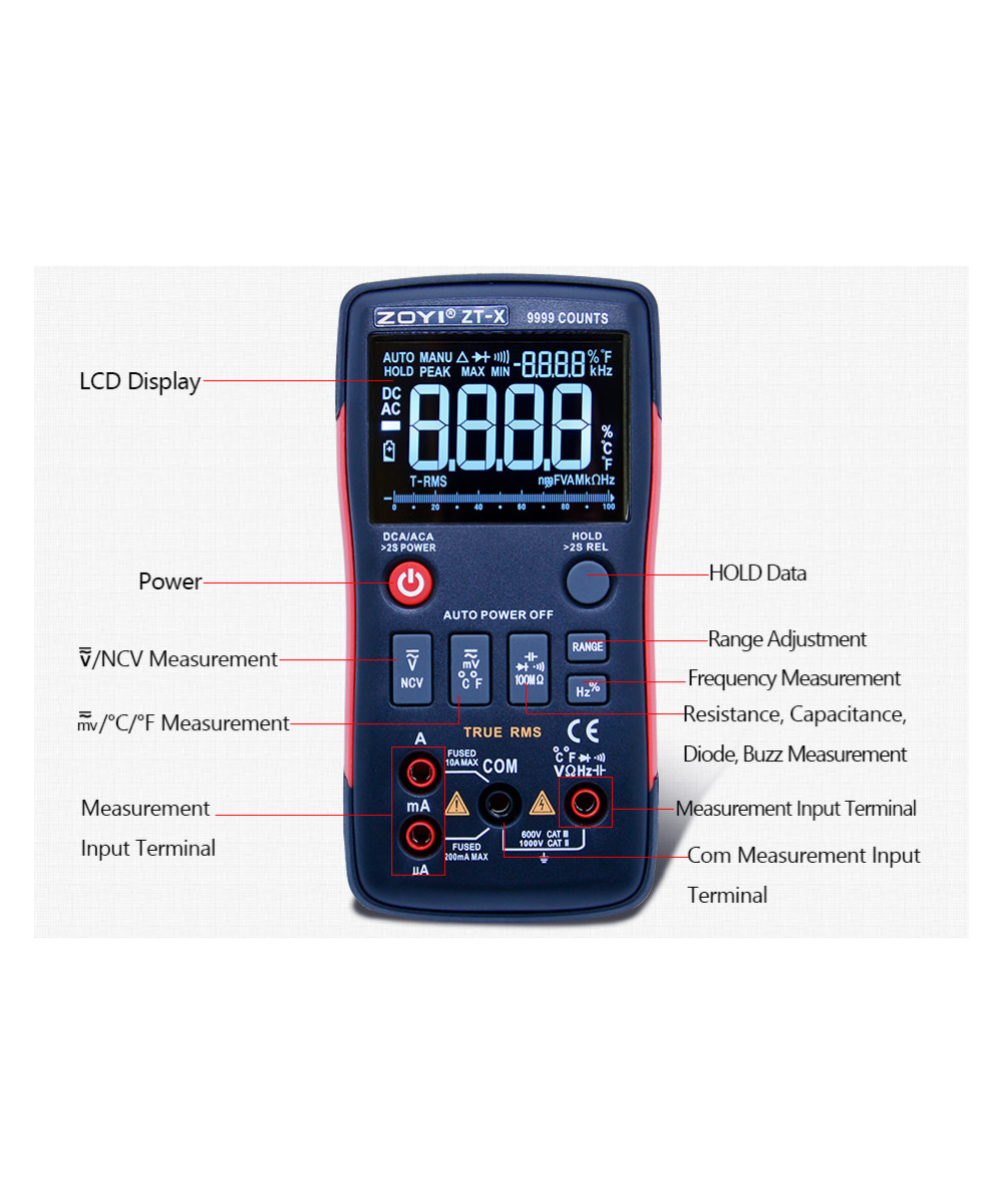 Multimetro autorango, frecuenciometro ZOYI ZT-X