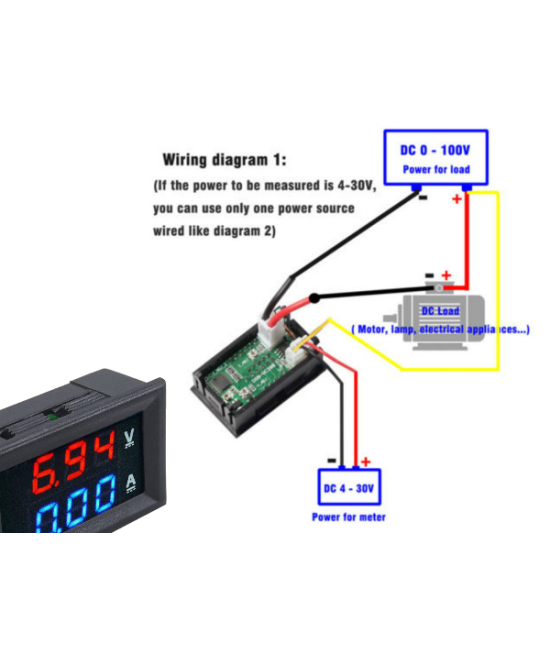 Medidor de voltaje y corriente DC 0-100V 0-10A