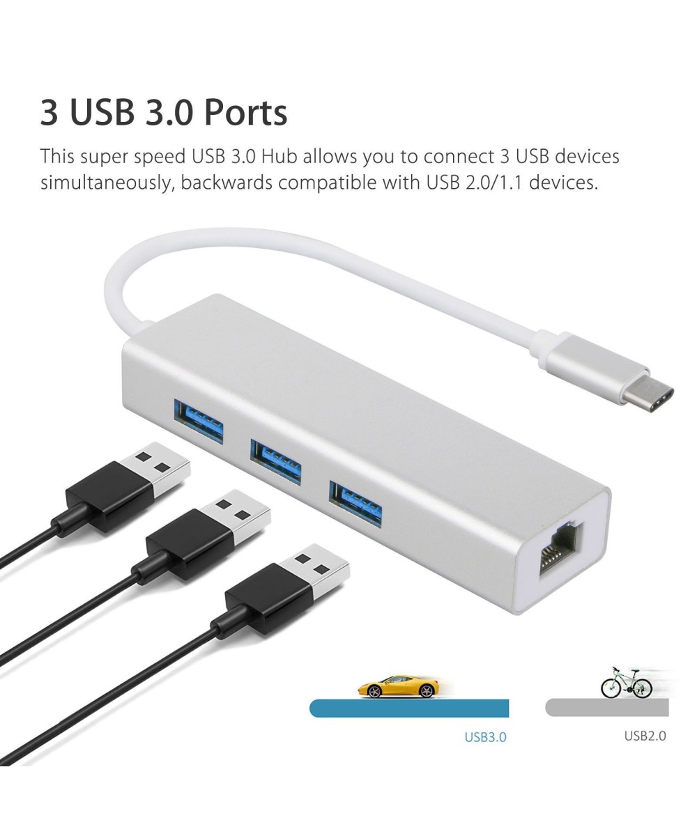 Adaptador de RED y HUB USB 3.0 de USB-C a RJ45 10/100M
