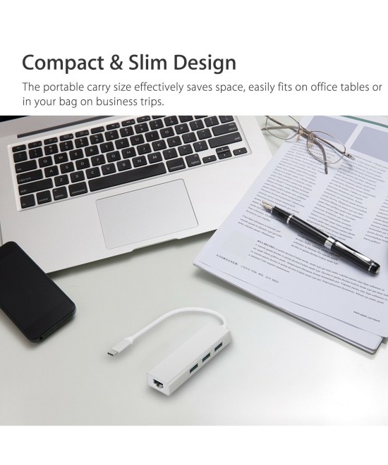 Adaptador de RED y HUB USB 3.0 de USB-C a RJ45 10/100M