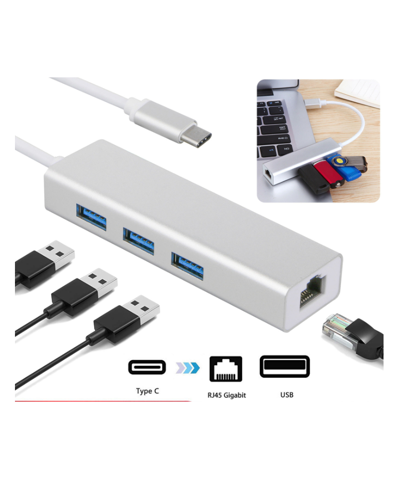 Adaptador de RED y HUB USB 3.0 de USB-C a RJ45 10/100M