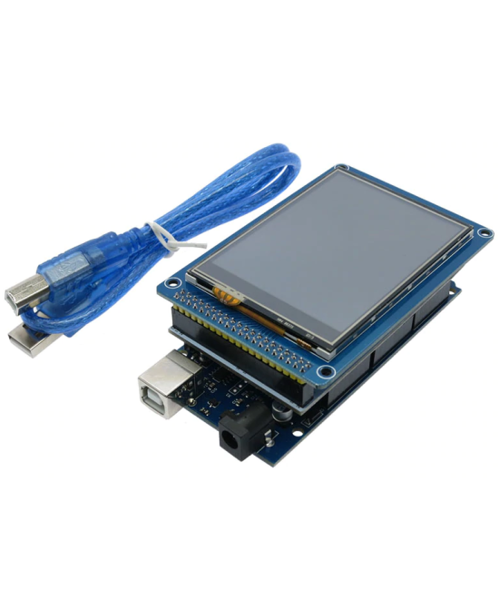 Tarjeta de Desarrollo Mega 2560 R3, Shield y Pantalla Touch 3.2 Pulgadas (Kit)