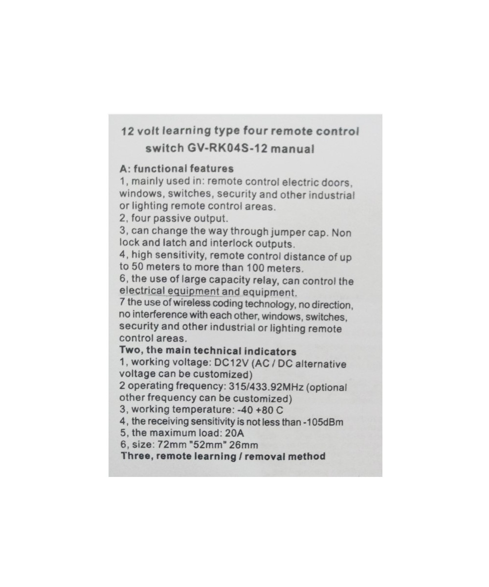 Rele inalambrico 4 canales 2 controles 315MHZ