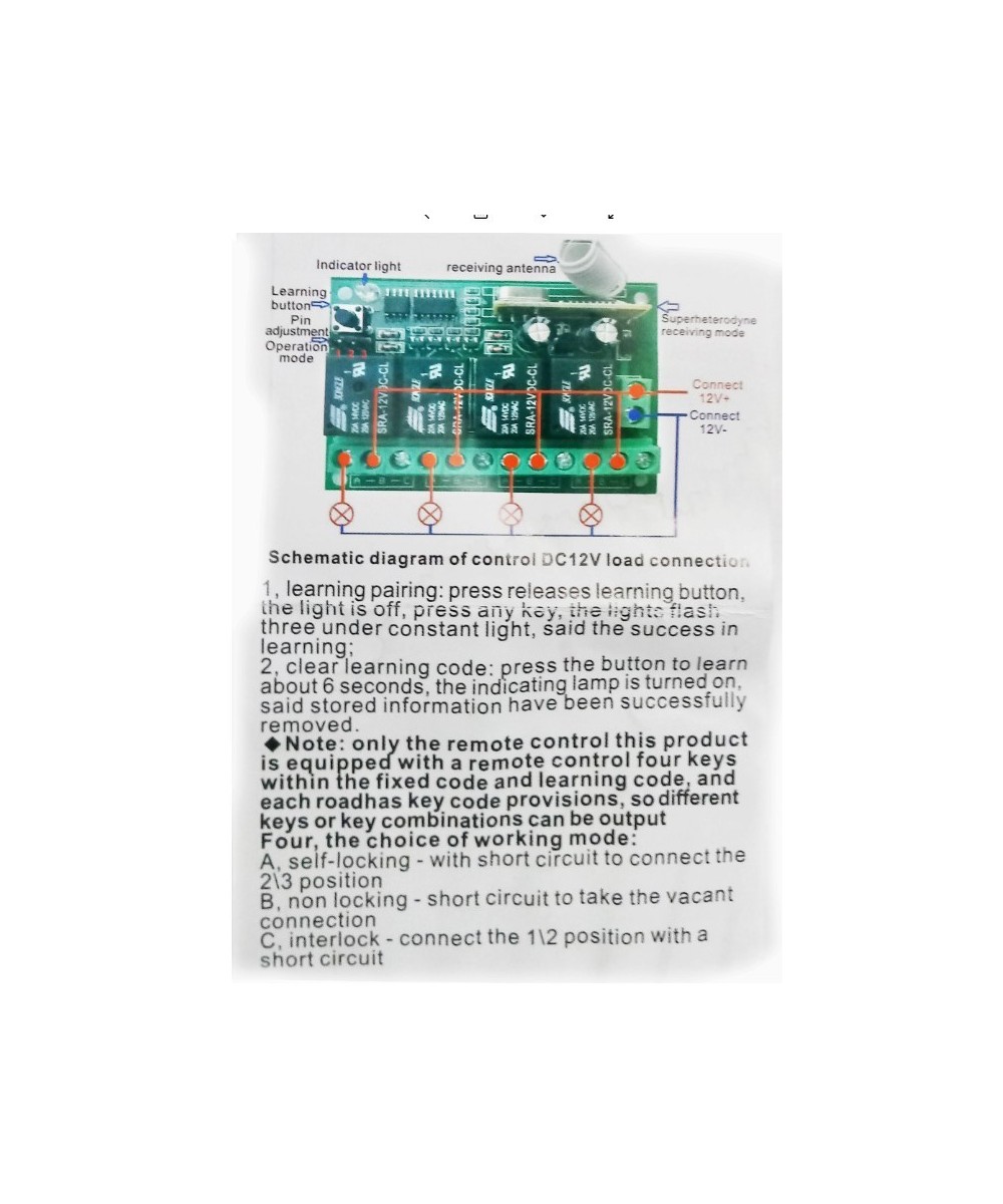 Rele inalambrico 4 canales 2 controles 315MHZ