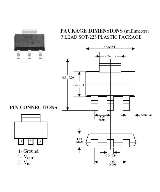 Regulador de voltaje AMS1117-5.0 SOT-223 5V