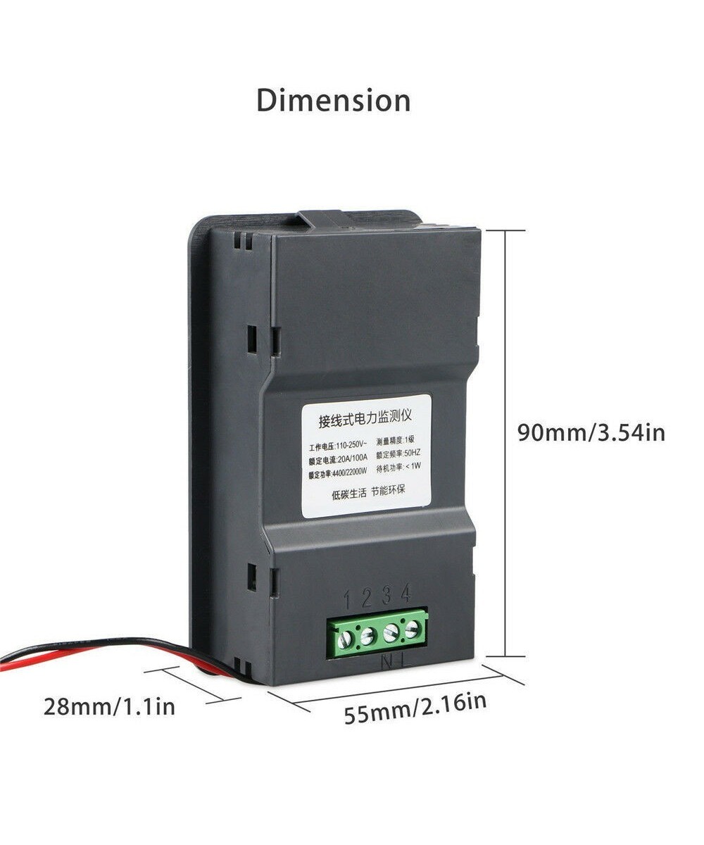 Monitor de energia AC 110V/220V 100A monofasico