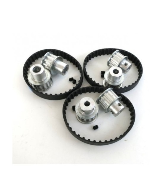 Kit de 2 Poleas dentadas con banda para motor Paso a Paso de 5mm, 6mm y 8mm