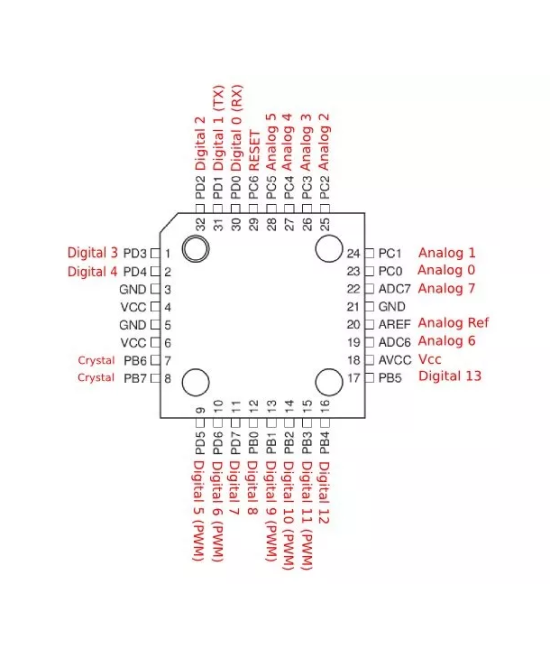 Microcontrolador ATMEGA328P-AU SMD