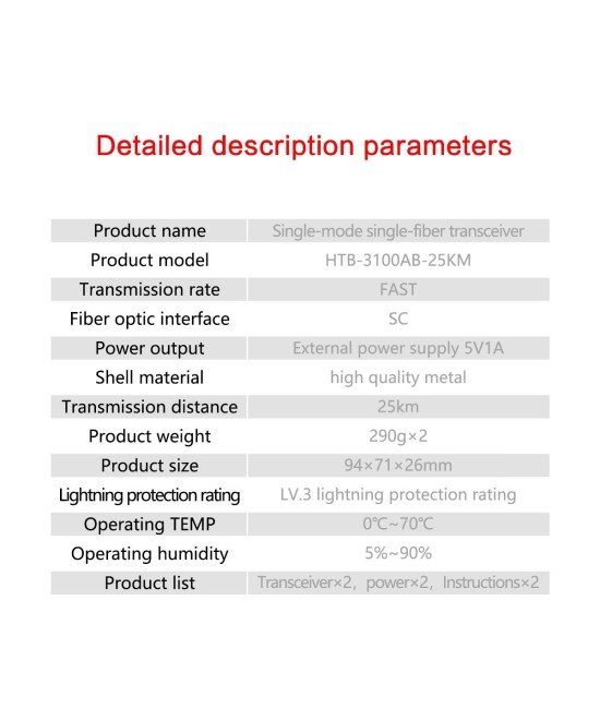 TransReceiver de fibra óptica TX y RX 25Km (par de media converter)