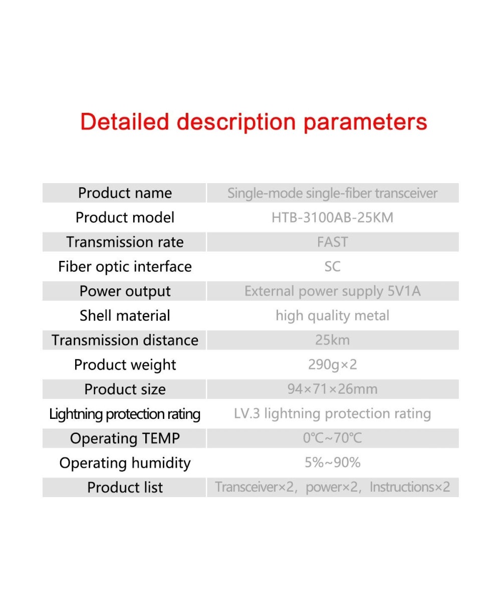 TransReceiver de fibra óptica TX y RX 25Km (par de media converter)