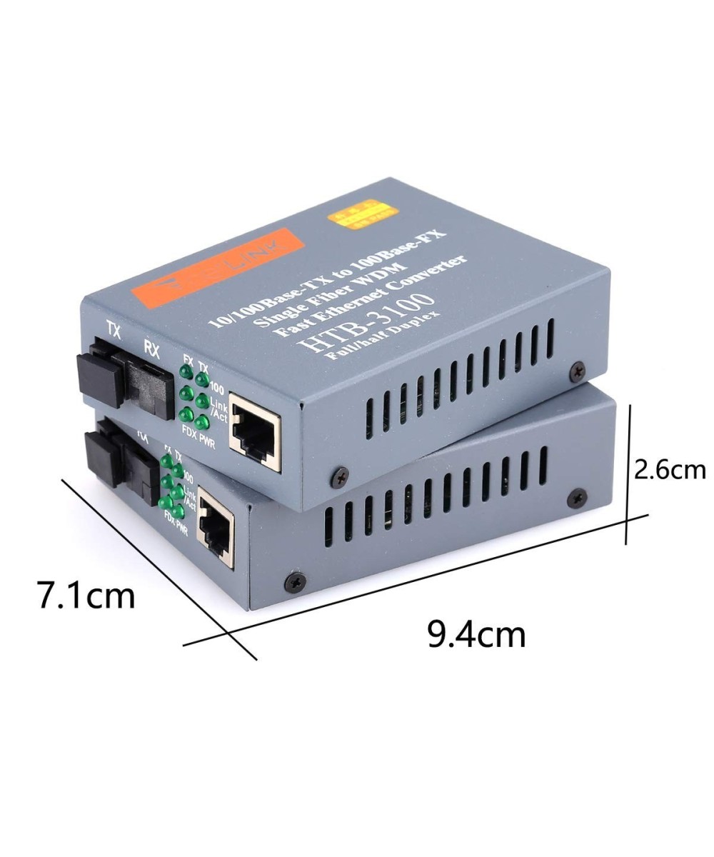 TransReceiver de fibra óptica TX y RX 25Km (par de media converter)