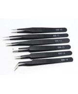 Set de pinzas antiestáticas de acero inoxidable 6 piezas