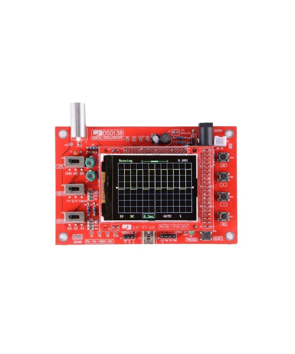 Osciloscopio digital Ensamblado 200Khz con cobertor acrílico y fuente de energia 9V