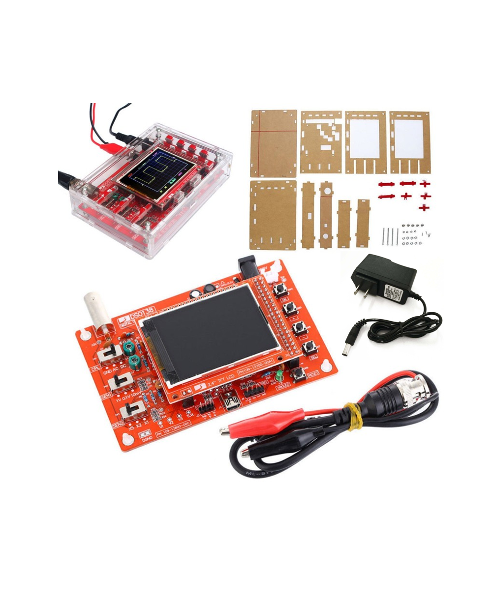 Osciloscopio digital Ensamblado 200Khz con cobertor acrílico y fuente de energia 9V