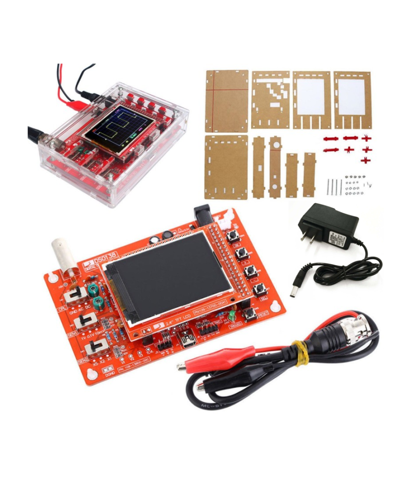 Osciloscopio digital Ensamblado 200Khz con cobertor acrílico y fuente de energia 9V