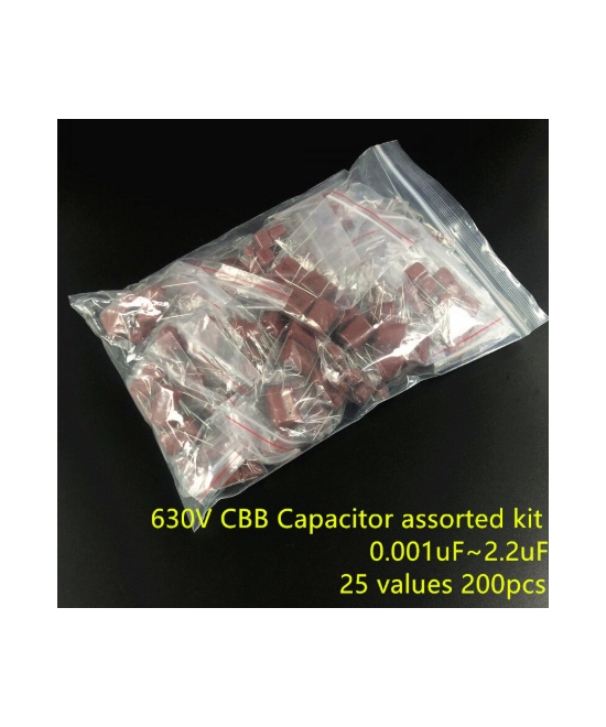 Capacitores ceramicos 630V 25 valores 0.001uf - 2.2uf (200 unidades)