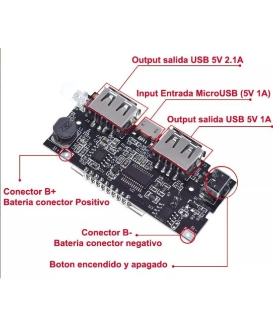 Modulo de Carga USB para Baterias 18650 con Pantalla BMS