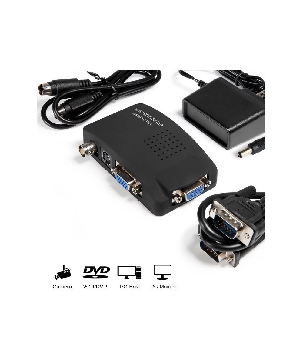 Convertidor de audio y video de BNC, S-video a VGA