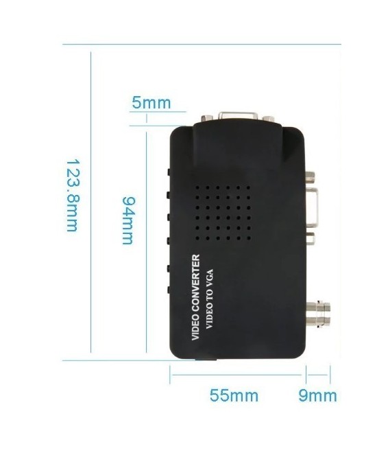 Convertidor de audio y video de BNC, S-video a VGA