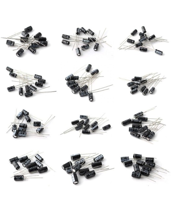 Capacitores electroliticos 12 valores 1uF - 470uF (120 unidades)