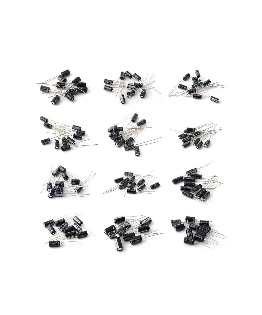 Capacitores electroliticos 12 valores 1uF - 470uF (120 unidades)