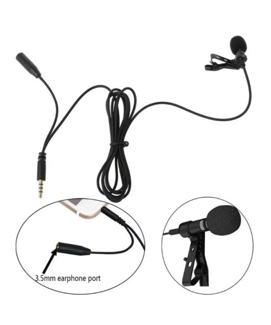 Mini micrófono Lavalier para celular 1.5M con entrada para auricular