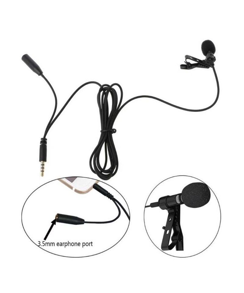 Mini micrófono Lavalier para celular 1.5M con entrada para auricular