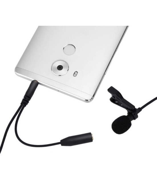 Mini micrófono Lavalier para celular 1.5M con entrada para auricular