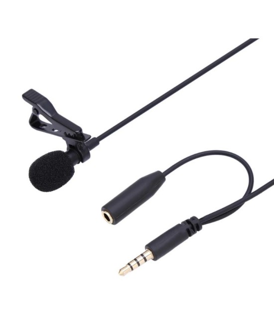 Mini micrófono Lavalier para celular 1.5M con entrada para auricular
