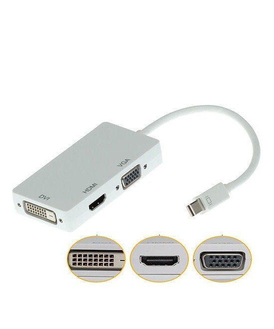 Convertidor  3 en 1 mini Display a HDMI-VGA-DVI