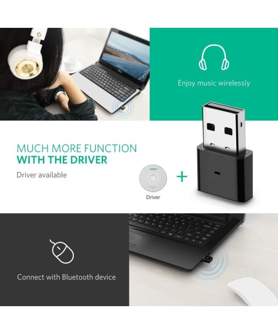 Adaptador USB Bluetooth 4.0, inalámbrico 3 Mbps UGREEN