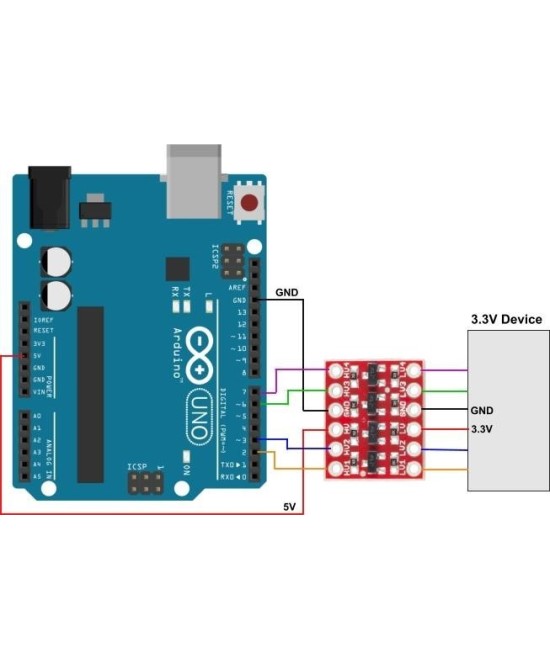 Convertidor de nivel logico I2C Bi-Direccional de 4 canales 3.3v a 5V / 5V a 3.3V