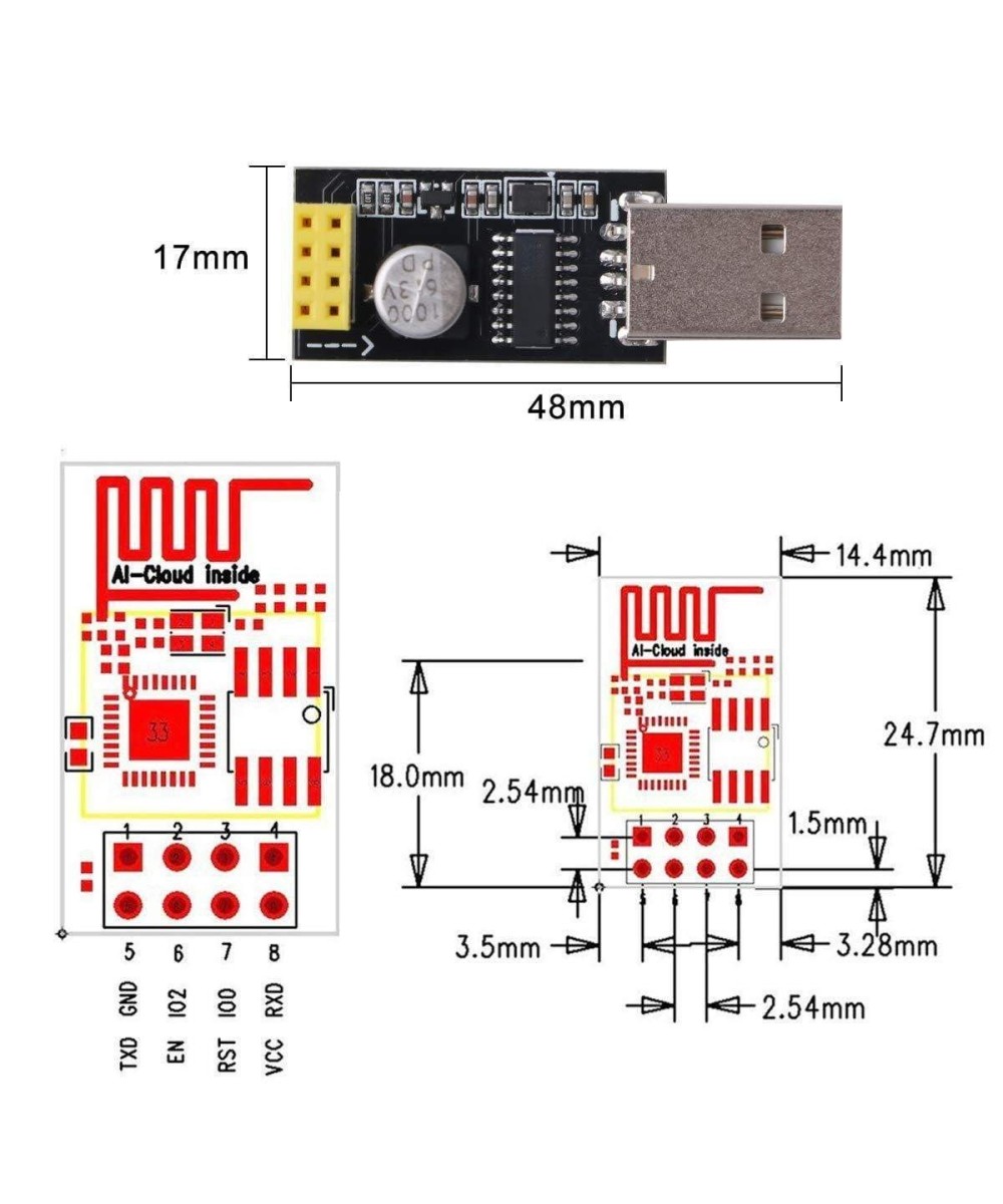 Modulo Wifi ESP8266 ESP-01 con adaptador USB