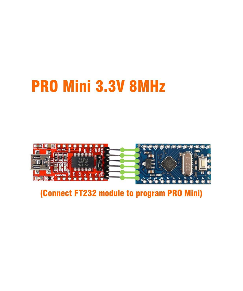 Tarjeta de Desarrollo Pro Mini 3.3V 8Mhz compatible con Arduino
