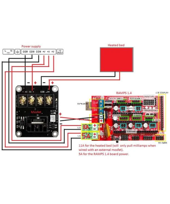 Shield controlador de cama caliente para impresora 3D MKS MOS25 MOSFET HA210NO6