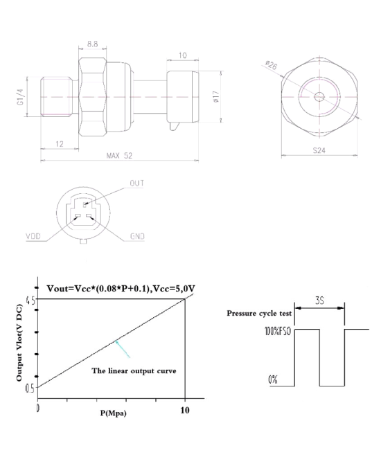 Sensor de presion 10Mpa 1470psi HK3010