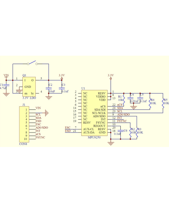 Sensor giroscopio, acelerometro y magnetometro 9 ejes I2C MPU 9250