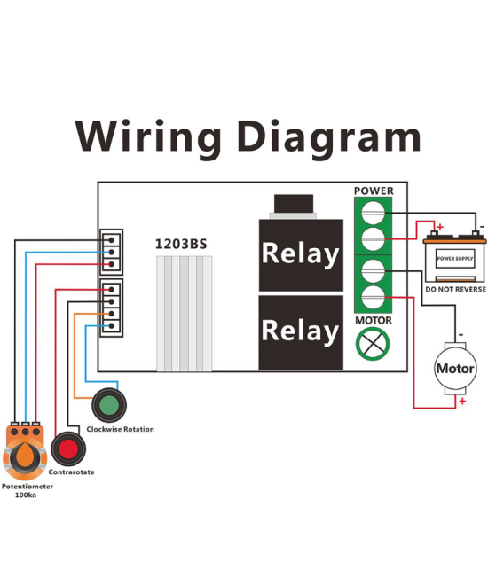 Controlador de velocidad de motor PWM 3A 6V / 9V / 12V / 24V 1203BS