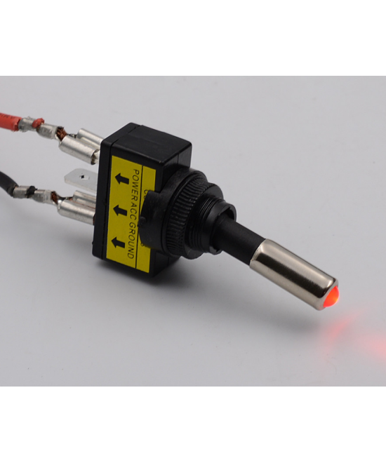 Interruptor de palanca 2 posiciones ASW-15D 3P 12V 20A con luz verde