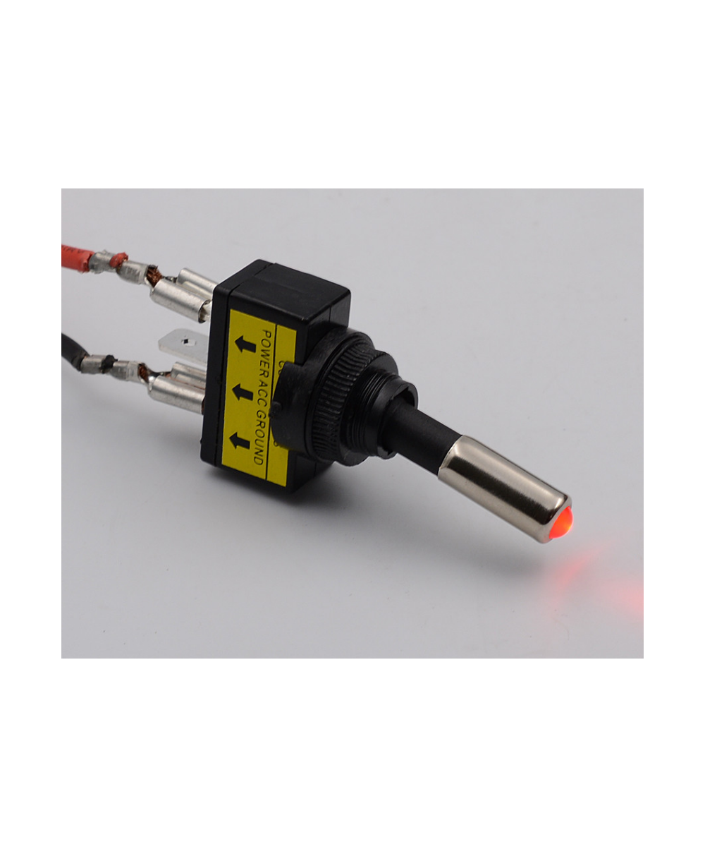 Interruptor de palanca 2 posiciones ASW-15D 3P 12V 20A con luz verde