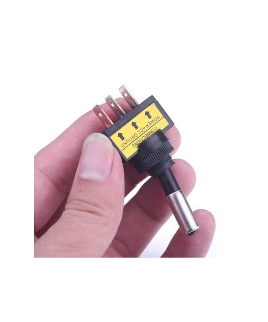 Interruptor de palanca 2 posiciones ASW-15D 3P 12V 20A con luz verde