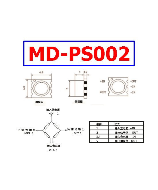 Sensor de presión absoluta de 15 a 100 PSI MD-PS002