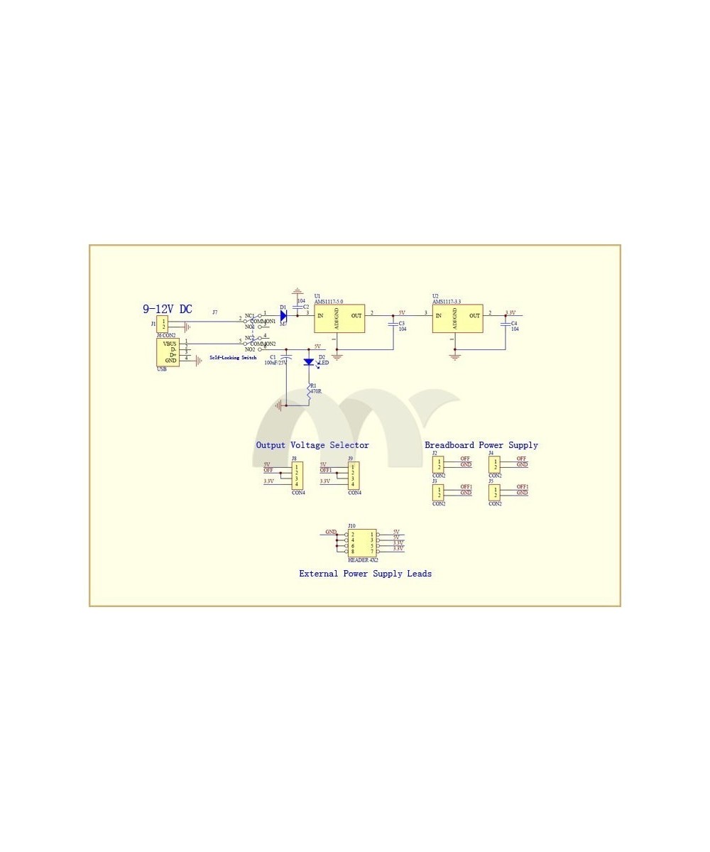 Fuente de energia para protoboard 3.3v / 5V, 700 mah