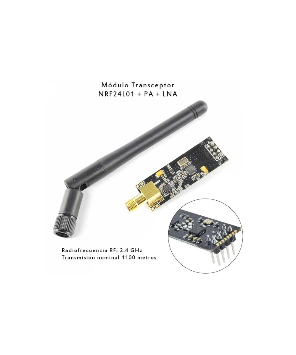 Modulo NRF24L01+PA+LNA 2.4GHz SPI 1Km con Antena