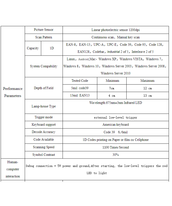 Lector de codigo de barra TTL Arduino/Raspberry/otros YK-E1007