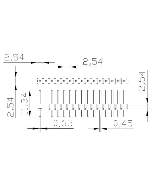 Pines de conexion macho - hembra 2.54mm 120 pines (3 pares)