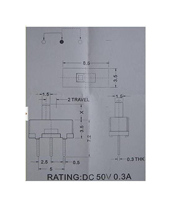 Micro interruptor rocker 3 pines 2 posiciones (5U)