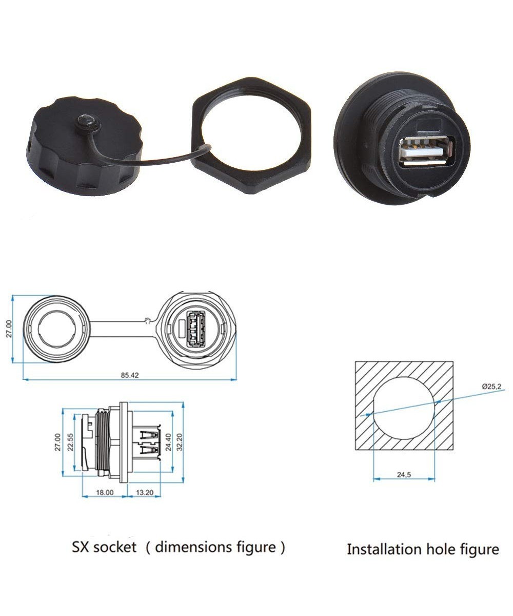 Conector impermeable USB 2.0