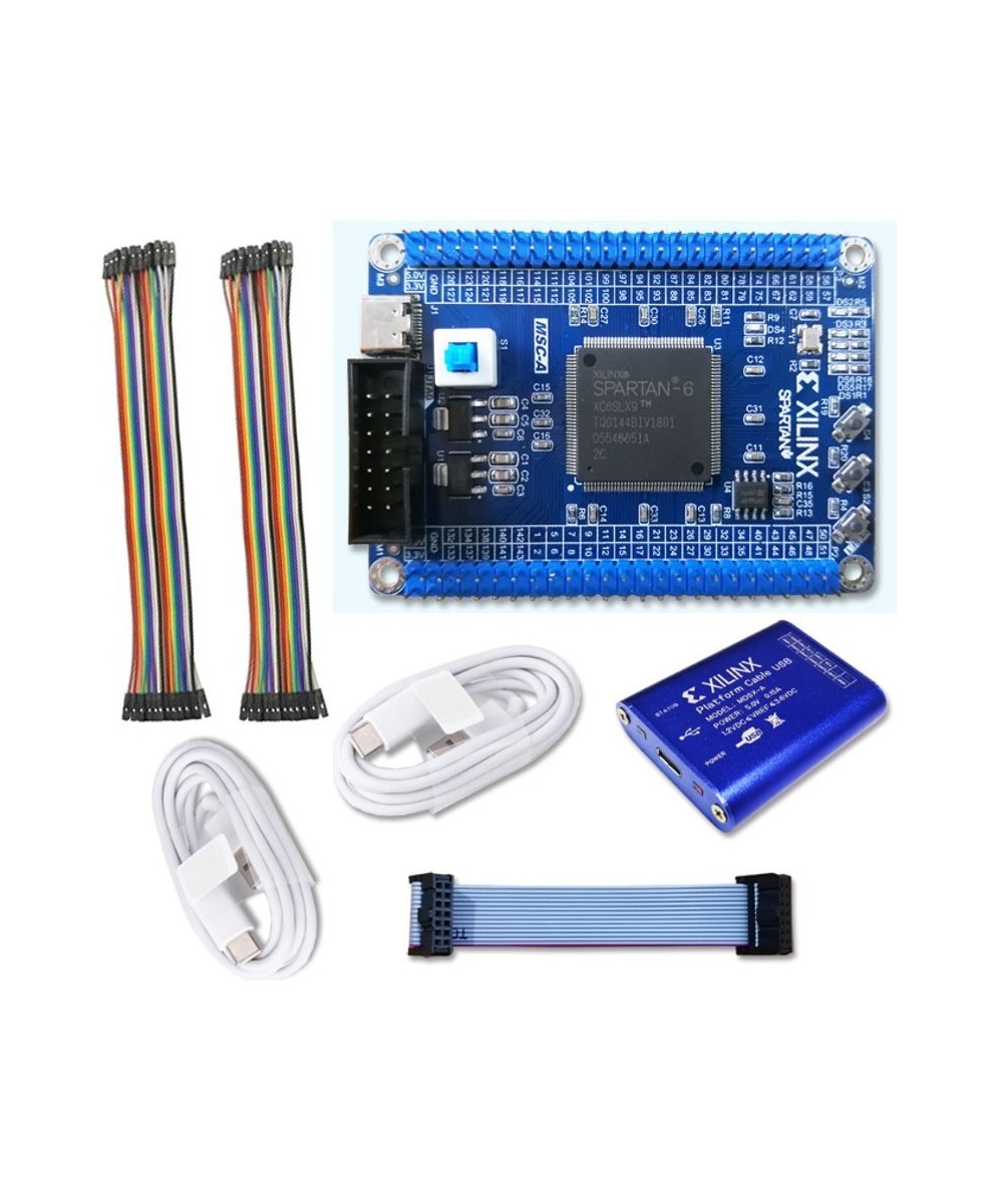 Tarjeta de desarrollo y programador FPGA XILINX Spartan6 XC6SLX9-2TQG144C