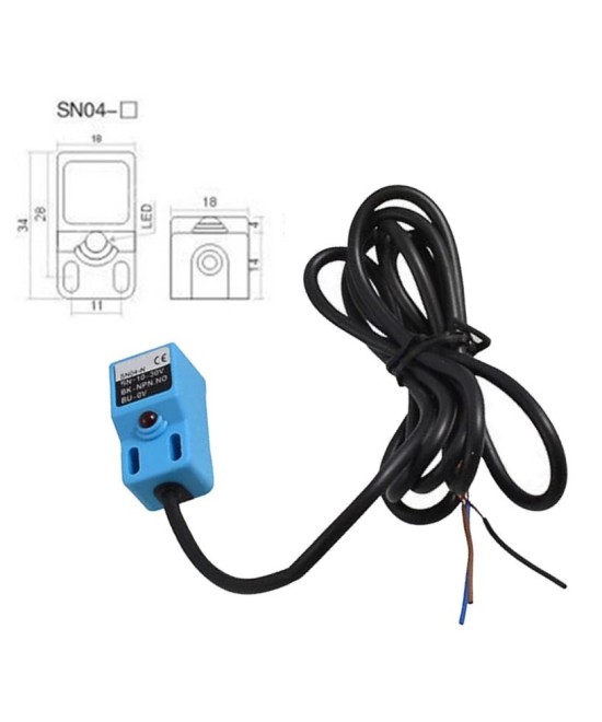 Sensor de proximidad inductivo 10-30V 500Hz 4mm SN04-N